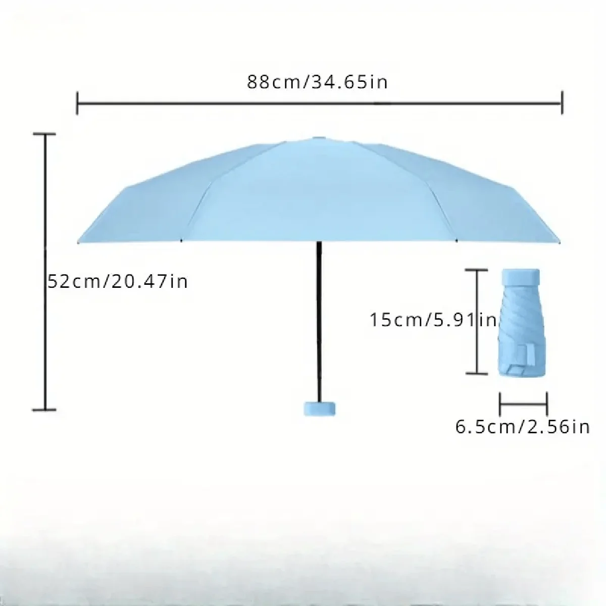 Simple Travel Portable Ultra-light Sixfold UV-resistant Mini Umbrella 1pc