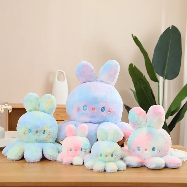 Peluche Réversible Chat Lapin Jouets Kawaii, Double Face, Poulpe Lapin  Chat, Oreiller Beurre Doux, Cadeaux de Noël pour Enfants - AliExpress