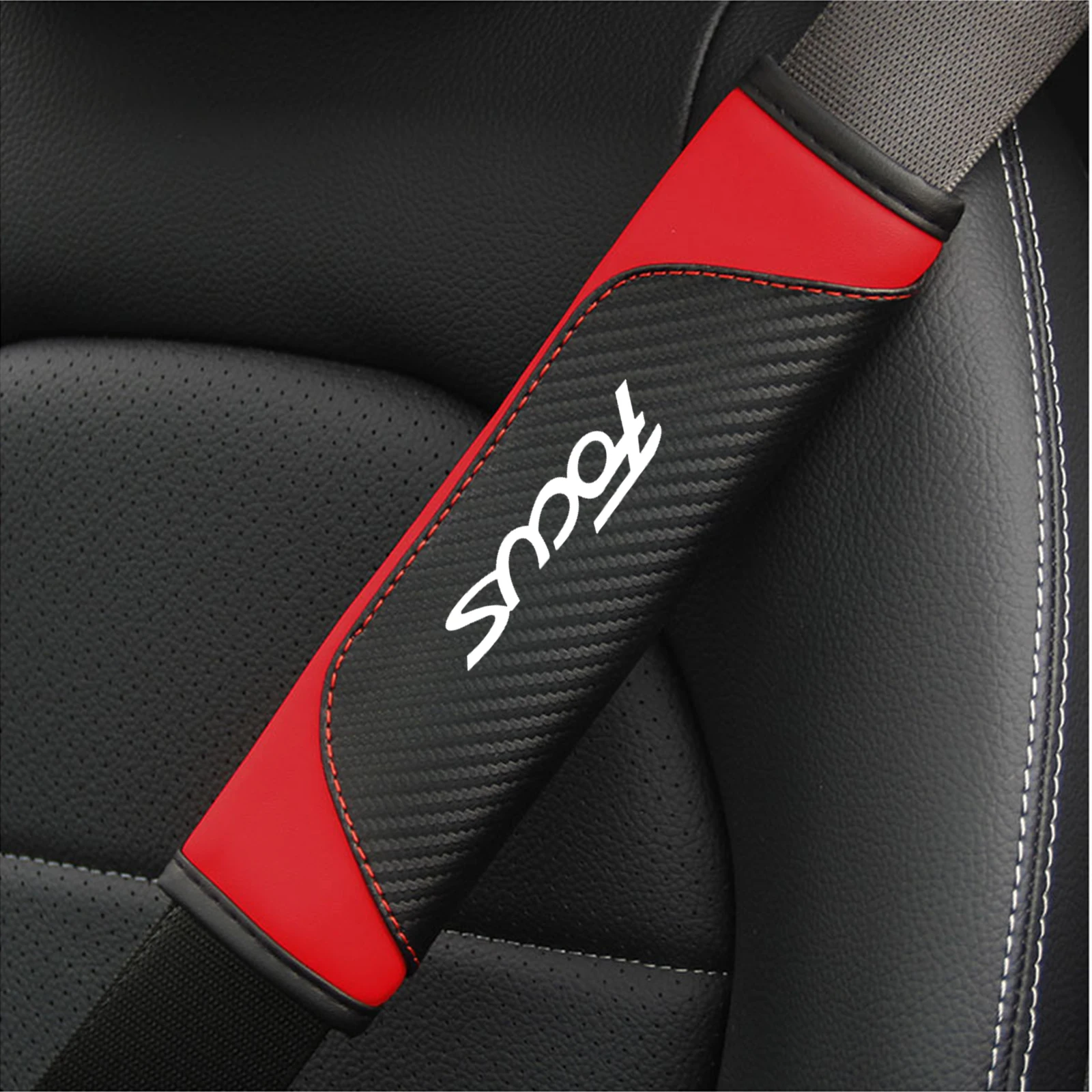 Car Seat Belt Cover Carbon Fiber Pu Leather For Ford Focus Safety Belt