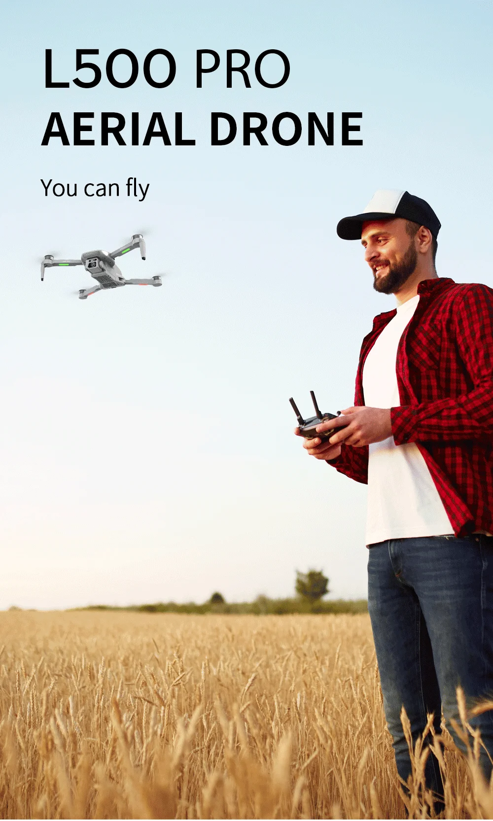 L500 PRO Drone, the quadcopter fuselage is made of high strength and resistant engineering plastics,lightweight