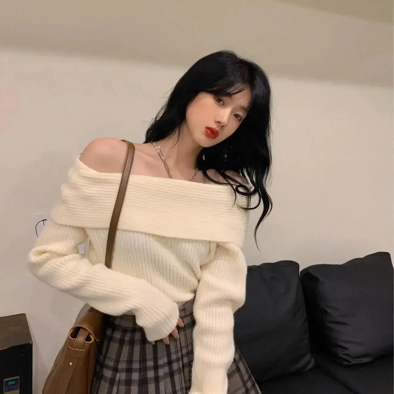 Off Shoulder Knitted Sweater 2