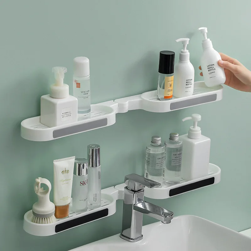 Bathroom Organizer Drain Rack Storage Rack Bathroom Shelf Bathroom Shelf Rack Bathroom Storage Rack Wall Shelf Organizer Storage Trolley Punch-free Revolving Rack Wall-mounted Toilet Washstand Kitchen Wall Storage