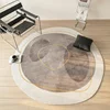 Round Cream Living Room Carpet Abstract Stripe Art Decorative Rug Soft and Comfortable Study Carpets Foldable Cloakroom Rugs 양탄자 2