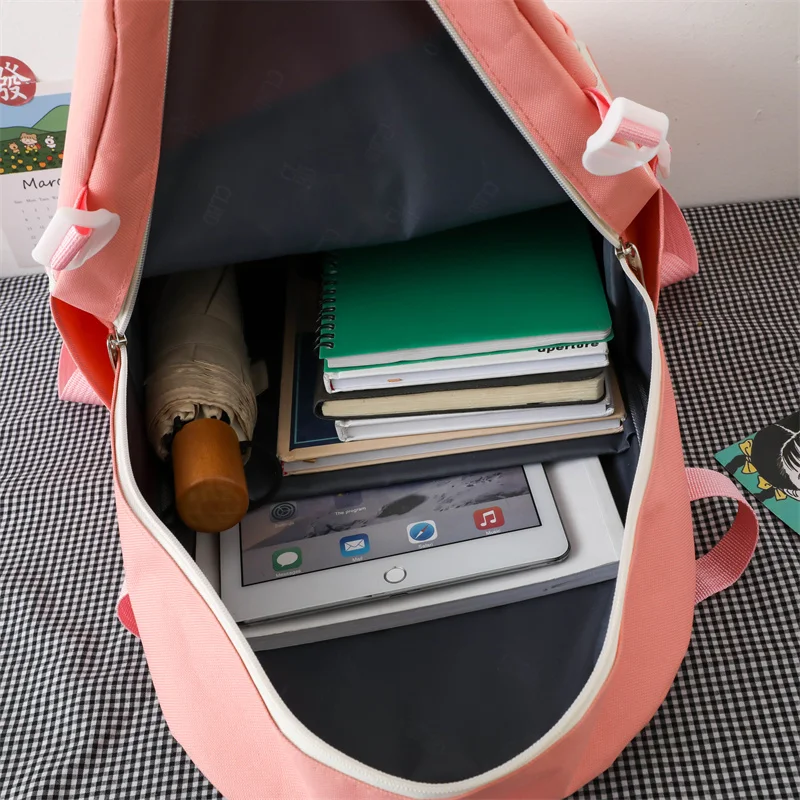 5 Set Backpack For Teenger Girl Student Bag Female High Capacity Backpack Cute BookBags Water Proof School Bags For Woman 2022