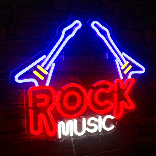 ロックロールネオンサインギター音楽 Led ネオンライトアート壁