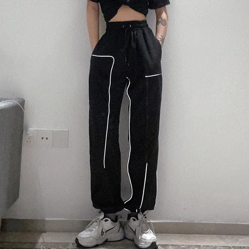 Women's Sports Pants Spring and Autumn Fashion Loose Overalls Hip-hop Pants Casual Black Street Women's Jogging Pants Y2k Dress 2023 spring and autumn fashion printing men s patchwork zipper sportswear sports pants set casual jogging fitness 2 piece set