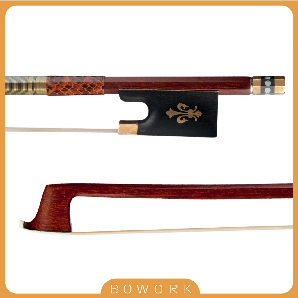 

High Level Handmade Handcraft 4/4 Size Fiddle Pernambuco Violin Bow Real White Mongolia Horse Hair With Ebony Frog Well Balance