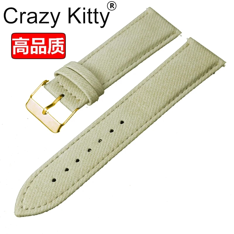 Genuine Leather Cowboy-Style Quick Release Watch Strap - Fabric Accent
