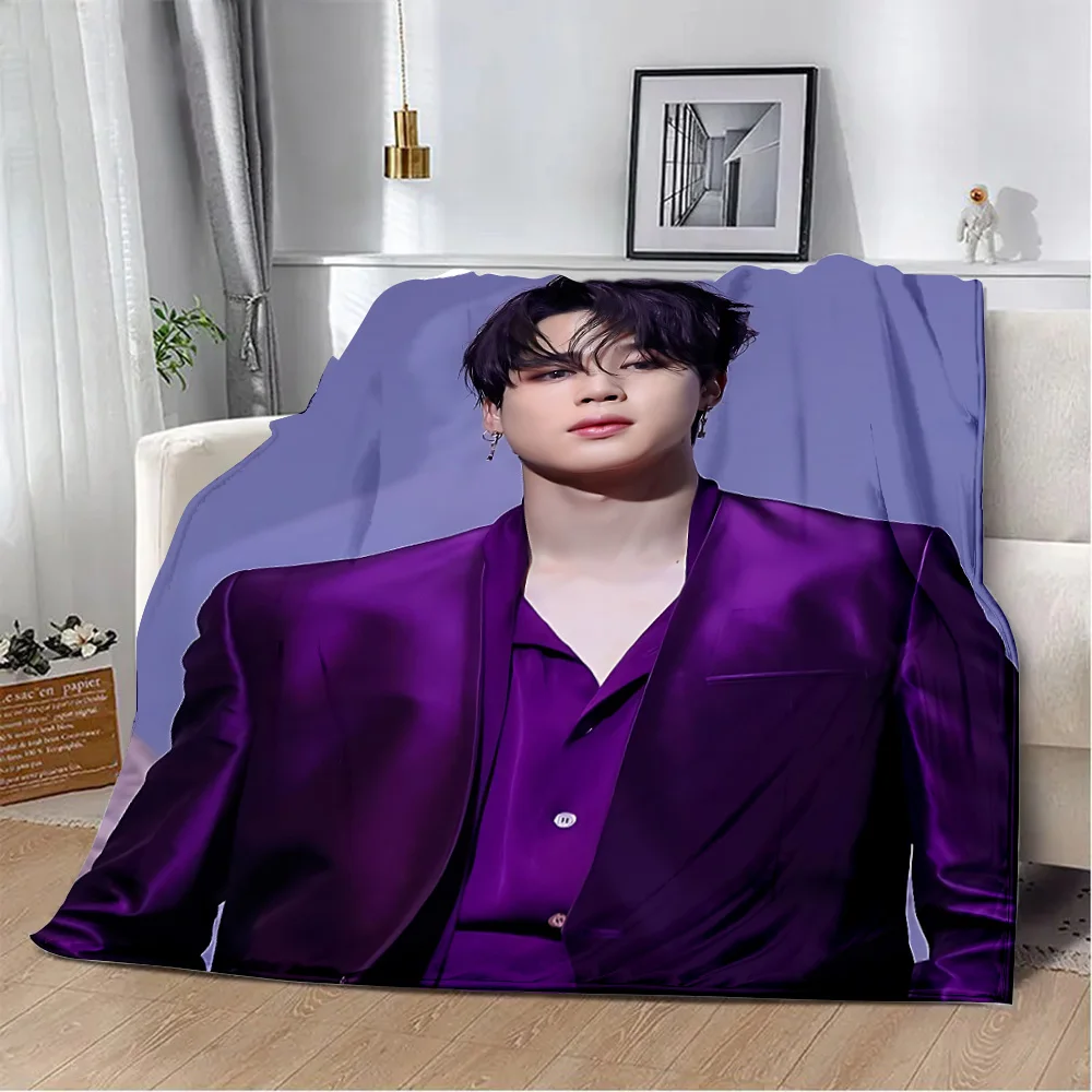 Cartoon Printed Blanket B-BT21S Picnic Blankets Warm Blanket Soft and Comfortable P-ParkS J-JiminS Home Travel Birthday Gift 3