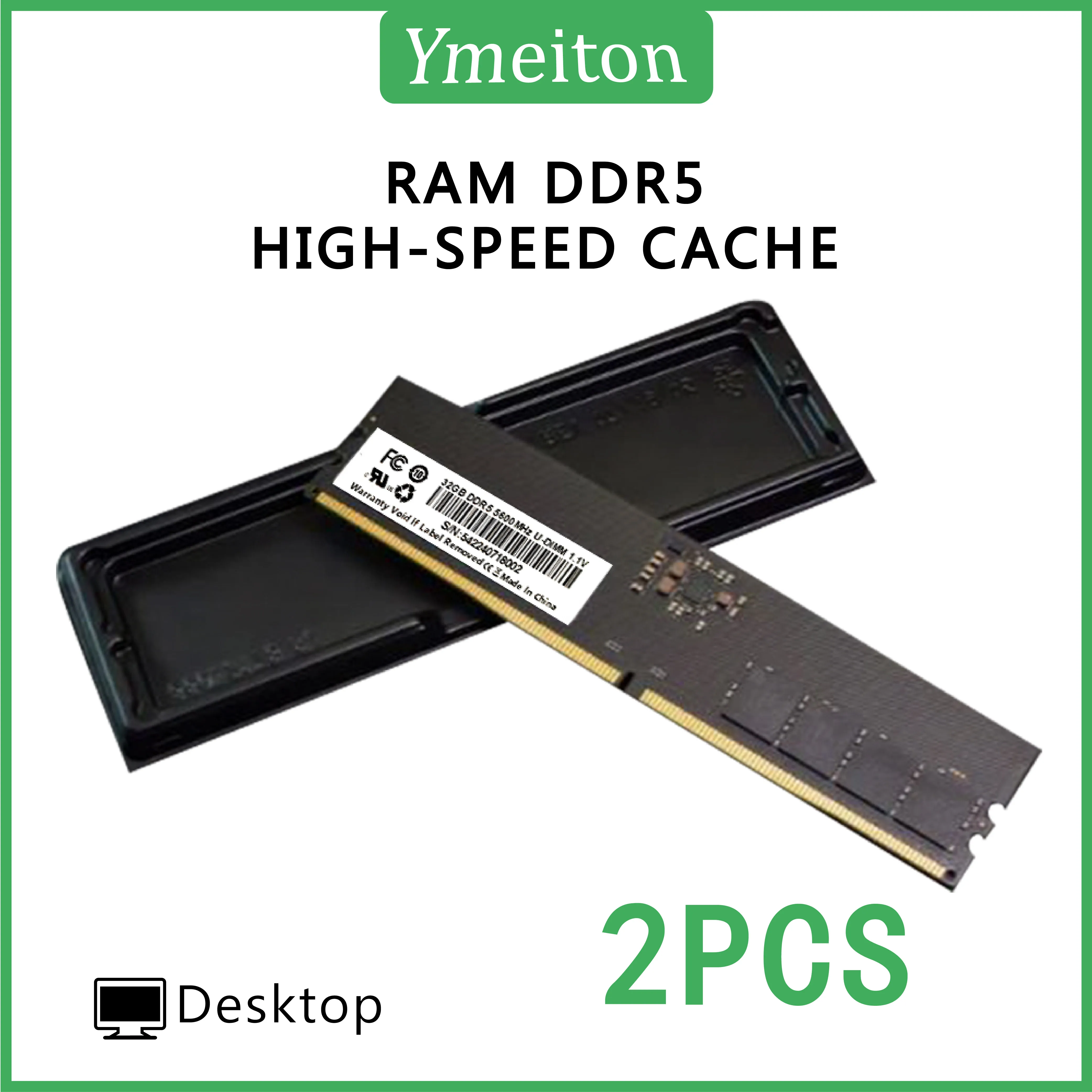 Ymeiton DDR5 2 PCS Desktop memory card D5 8G 16G 32G 4800Mhz 5200Mhz 5600Mhz U-DIMM memoriam 288pin RAM General memory wholesale