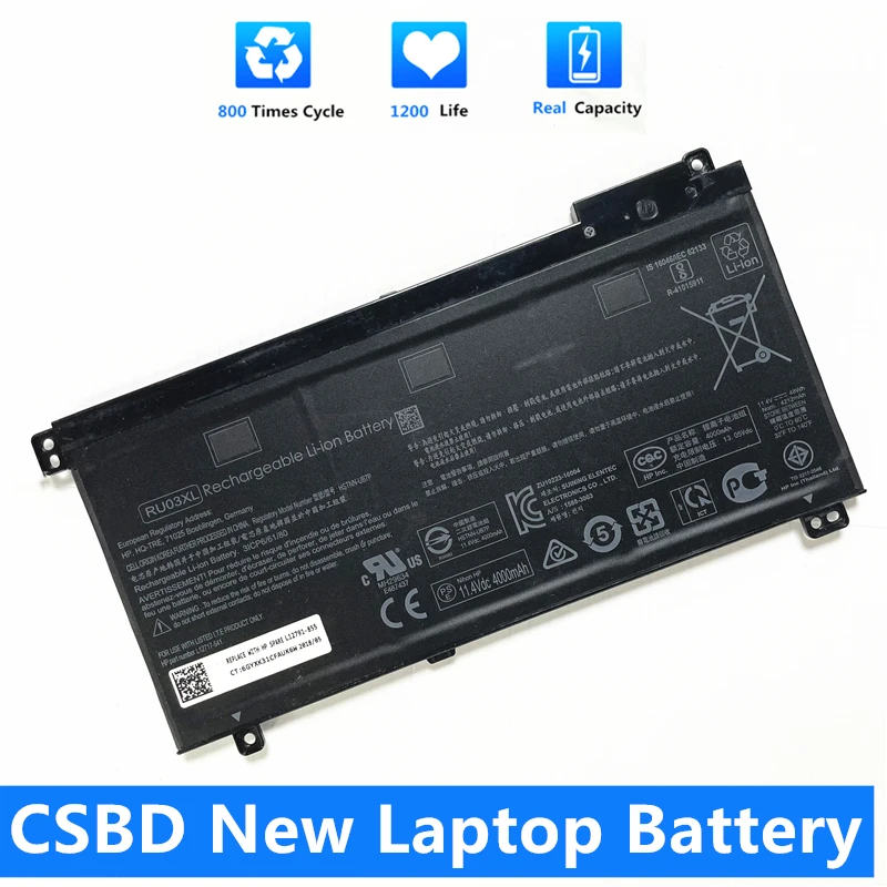 Csbd Nuova Batteria Per Laptop Ru03Xl Per Hp Probook X360 440 G1 11 G3 G4 Hstnn-Lb8K Ib8P L12717-1C1 171 541 421 L12791-855 48Wh