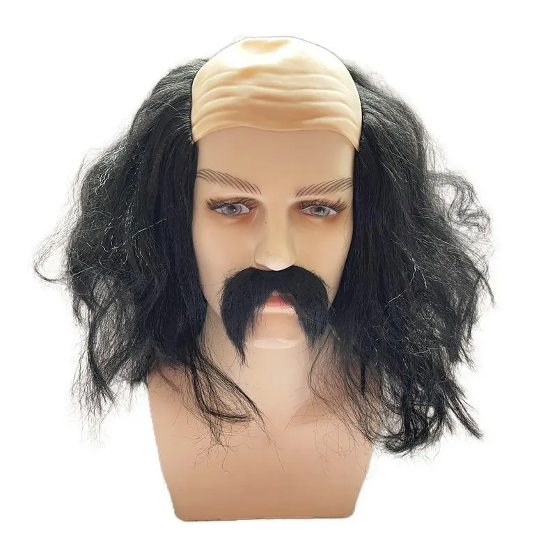 Funny Prom Party Wig Headdress Bald Wig Beard Quirky Beard Party Cosplay Props