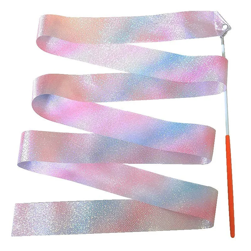 2pcs 2m/4m Sequined Gymnastics Ribbon Performance Ribbon Art Children Dance Program Adult Sports Goods Silk Ribbons Sport Train