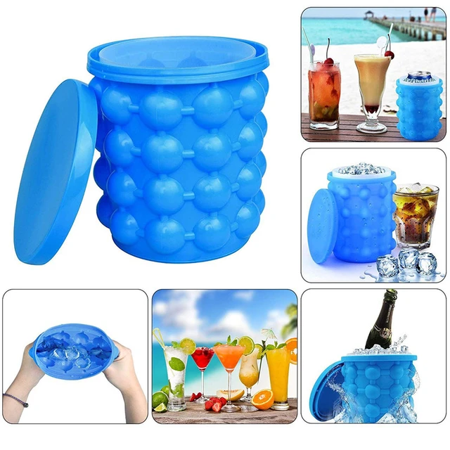 Ice Cube Maker Silicone Ice Bucket Wine Ice Cube Mold Tray Cooler Beer  Cabinet Portable 2 In 1 Large Ice Bucket Mold With Lid - Buckets, Coolers &  Ice Bags - AliExpress