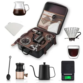 Storage Travel Hand Brewing Coffee Pot Set Hand Grinding Coffee Pot Full Set of Utensils Filter Cup Hand Brewing Pot Combination 1