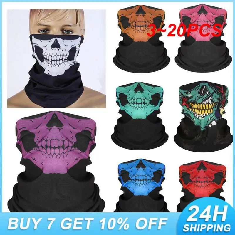 

3~20PCS Bandana Neck Gaiters Seamless Design Multi-functional Cycling Skull Pattern Bandana Must-have Men Women Sun Protection