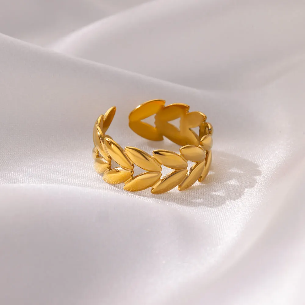 Classic Leaves Rings Stainless Steel Ring For Women Wedding