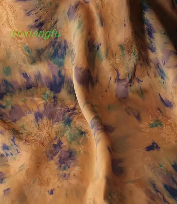 

Осенняя шелковая вискозная ткань, жаккардовая ткань с принтом, халат qipao.