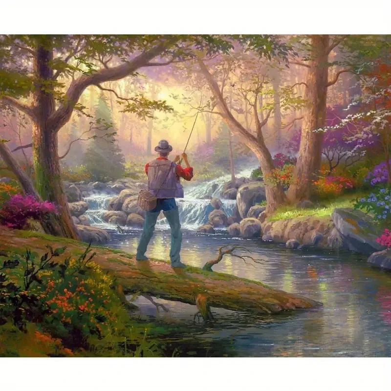 

DIY Diamond Painting 5D Fishing Man Hand Inlaid Diamond Mosaic Art Embroidery Living Room Bedroom Decoration