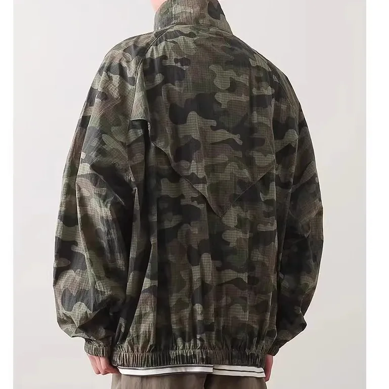 American Sle Stand Collar Sun Protection Clothing Men's Trendy Loose Casual Haome Sunproof Outdoor Breathable Ice Silk T...