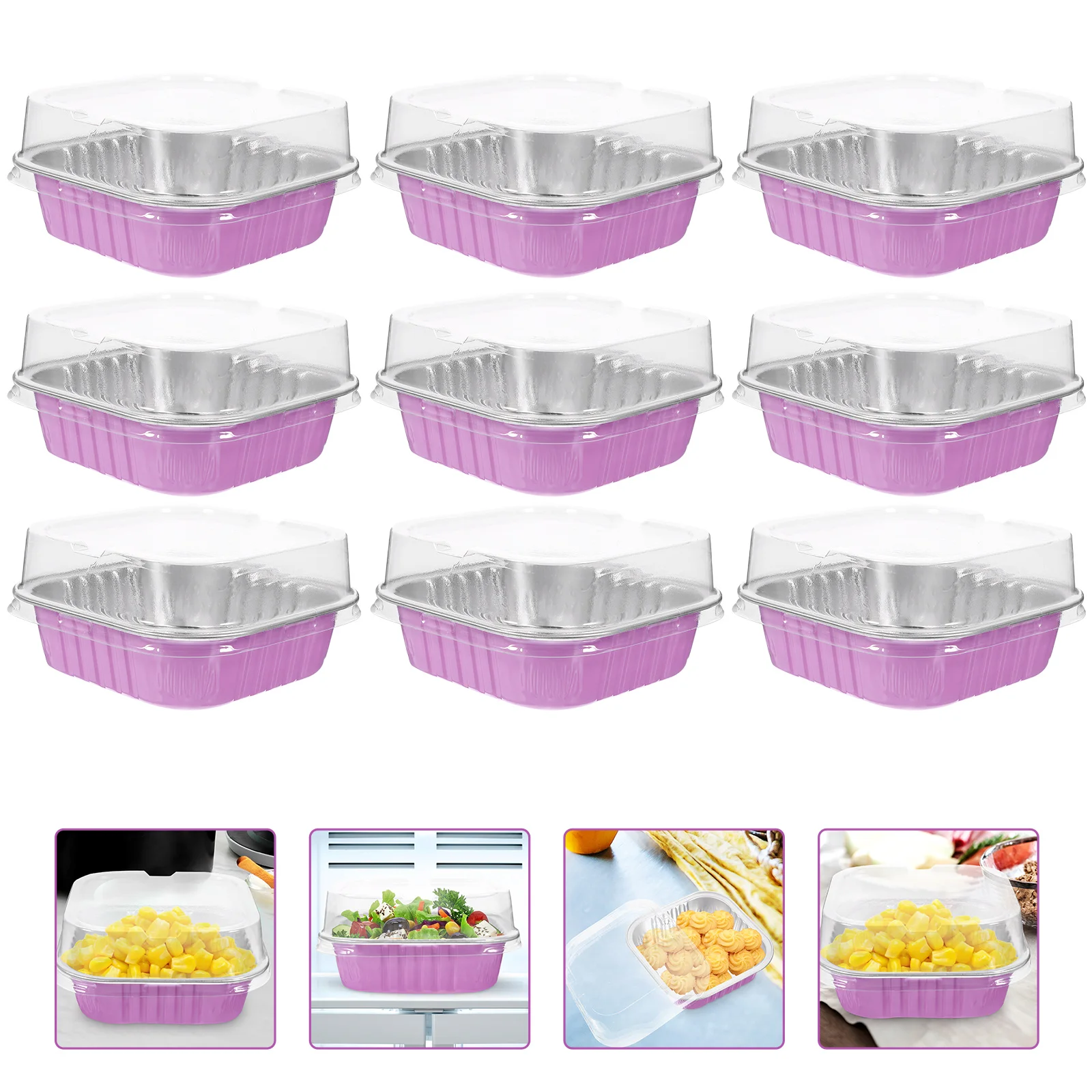 

20 Sets Aluminum Foil Cake Box Baking Container Muffin Wrapper Liners Food Pans Boxes Cupcake Holder