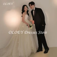 OLOEY Simple Sweetheart Korea A Line Wedding Dresses Photo Shoot Bow Ribbons Evening Dresses Customized Floor Length Bridal Gow 1