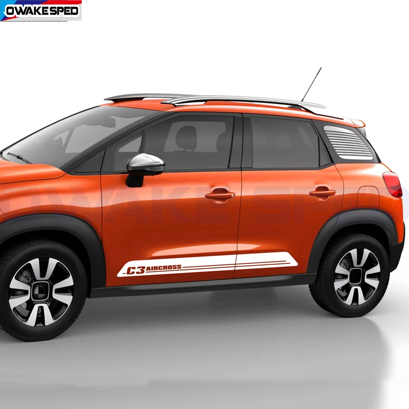 2pcs Car Door Side Skirt Sticker For Citroen C3 Aircross Carbon