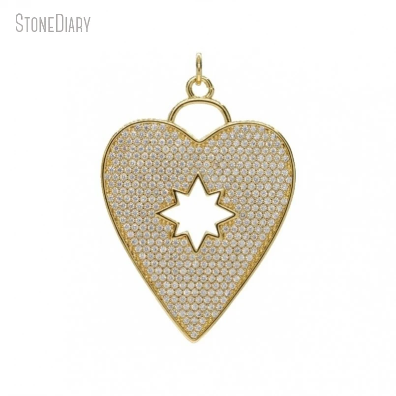 

5 шт., подвеска в форме сердца и звезды, золотого цвета