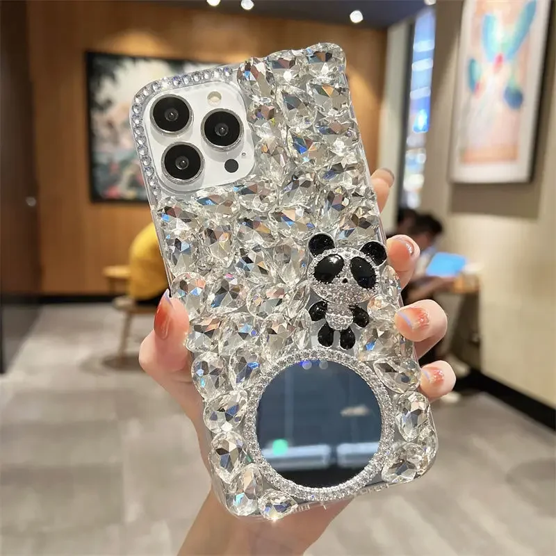 

Luxury Bling Bear Rhinestone Mirror Case Capa for Iphone 15Pro 14Plus 13 Pro 12 Mini 11Pro MAX XSMAX XR 7 8PLUS Phone Cover