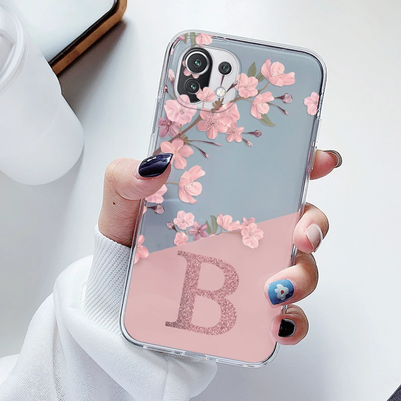 Floral Alphabet Clear Soft Silicone Case – Elegant TPU Cover