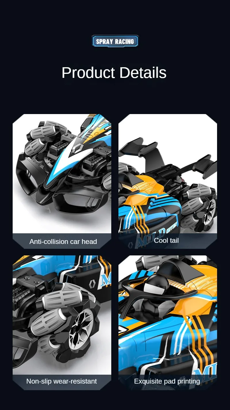 F1 Rc Drift Car With Music Led Lights, 2.4G Radio Controlled Double-Row 4Wd Stunt Cars, Electric Toys For Kids