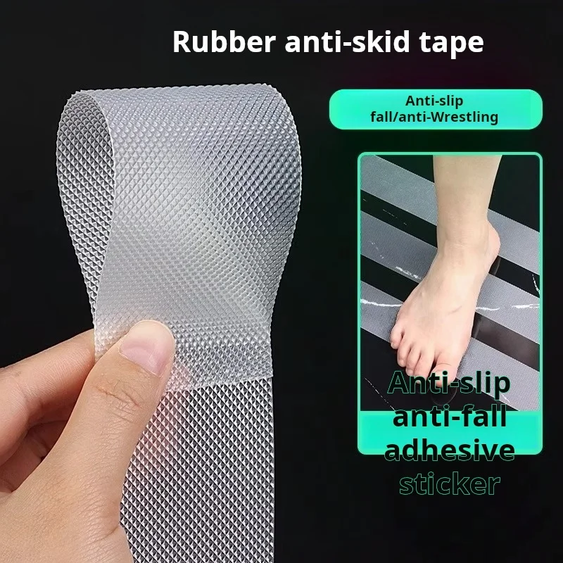 Transparent Silicone Anti-Slip Grip Pad - Self-Adhesive, Wear-Resistant, Waterproof with Grid Pattern