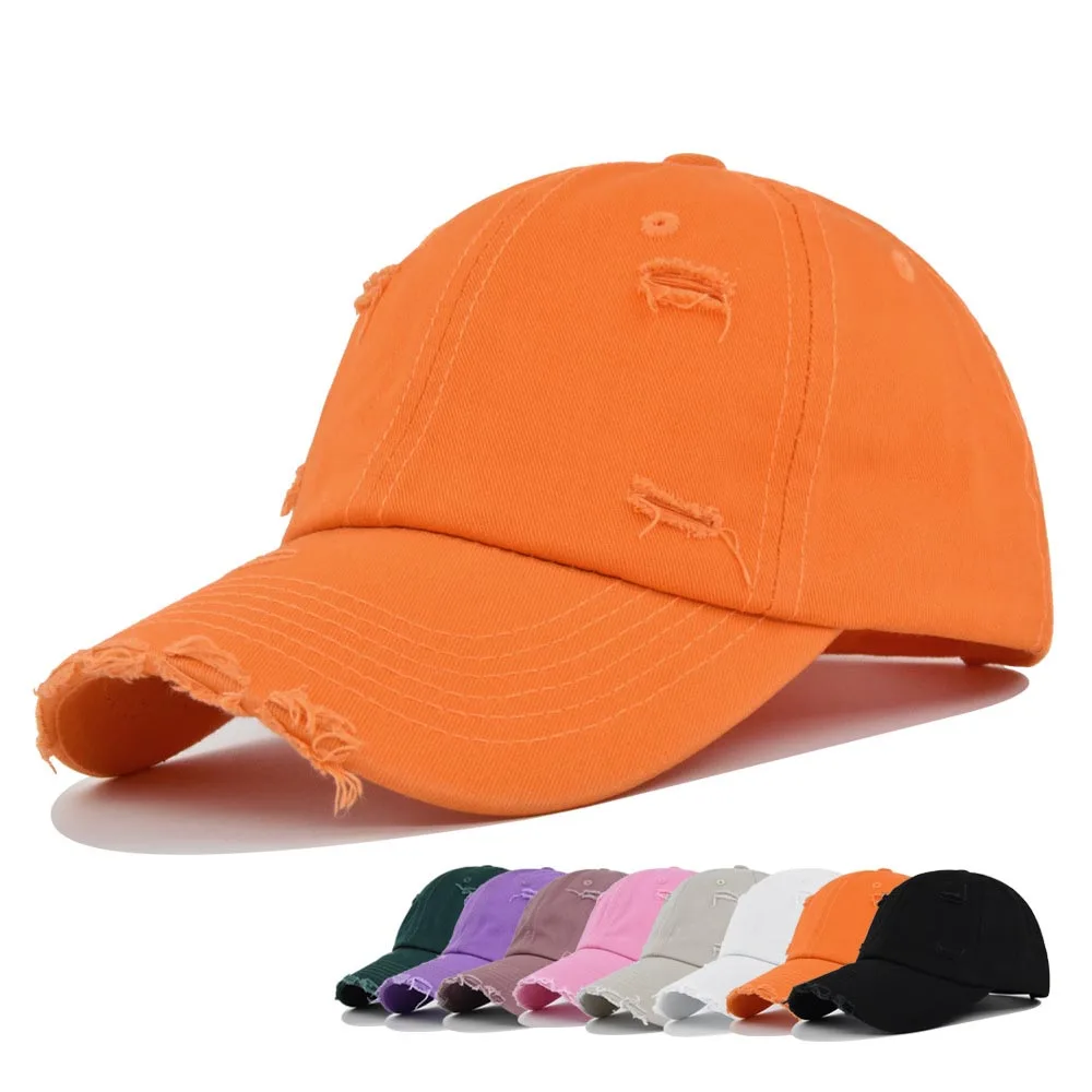 

Vintage Washed Distressed Baseball Caps Women Men Fitted Snapbacks Hip Hop Hat Unisex Ripped Soild Color Adjustable Trucker Hats