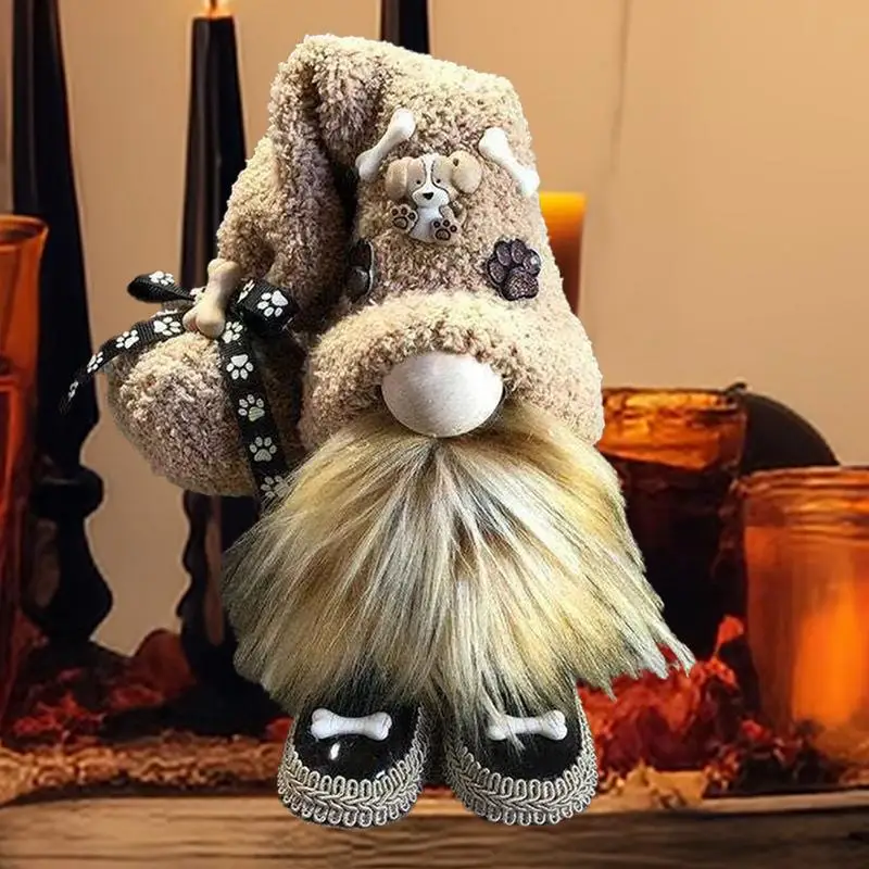 2 Nains En Peluche D'Automne Avec LED - Décoration Thanksgiving Et Café