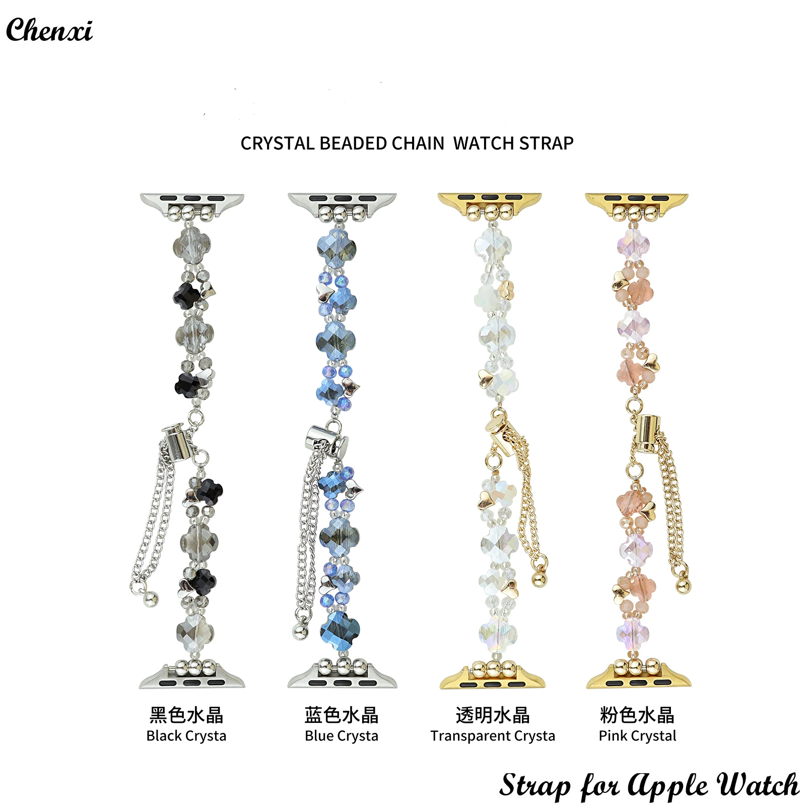 

Crystal strap for Apple watch band beaded bracelet chain iwatch87654321SE Ultra38 40 41 42 44 45mm women sweet Accessory wrist