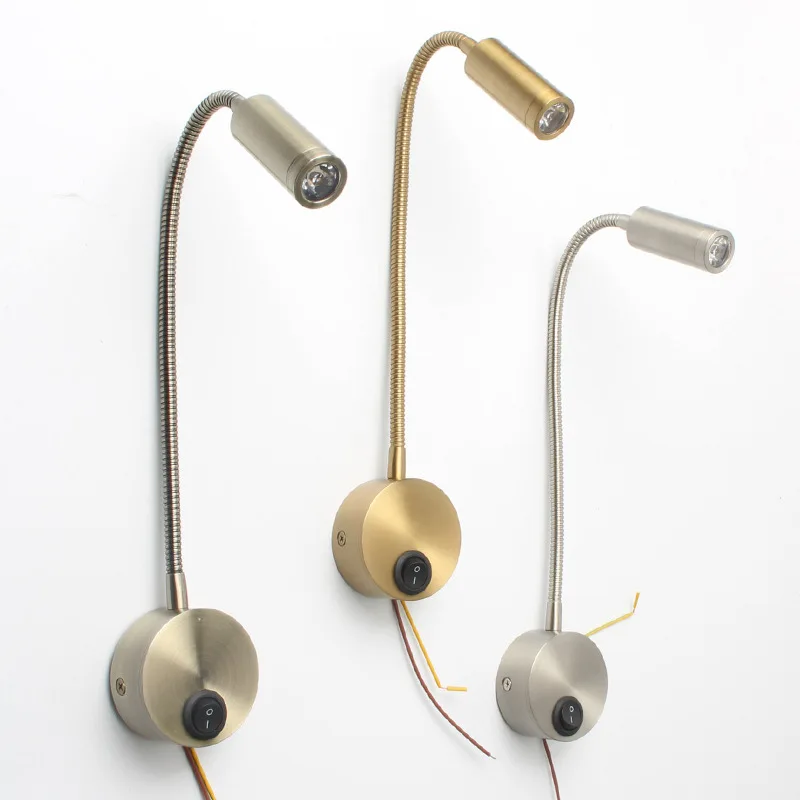 침대 옆 작업 공부 독서 램프, 벽 램프, Sconces 3W LED 책 램프, 벽 야간 조명, 스팟 LED 구스넥 독서등