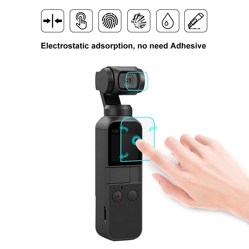 PULUZ for DJI OSMO Pocket Gimbal 9H 2.5D HD Tempered Glass Lens Protector + Screen Film