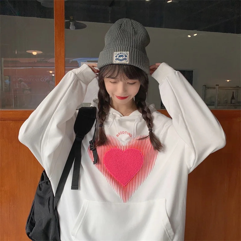 

Плюшевый пуловер в стиле ретро в стиле Харадзюку 90-х годов с принтом Love Y2k, милый Свободный пуловер на молнии с капюшоном, новинка в готическом стиле, уличный Топ