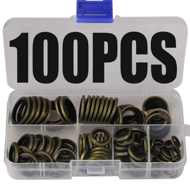 Anel de Vedação de Borracha de Metal Ligado Junta de Dreno de Óleo Apto Arruela Combinada m6 m8 M10 M12 M14 M16 100 Pcs
