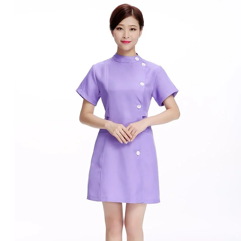 Pink beauty uniform beautician dress salon work clothes Spa uniforms scrubs coat Spa white robe experimental clothes spa uniform beauty uniform
