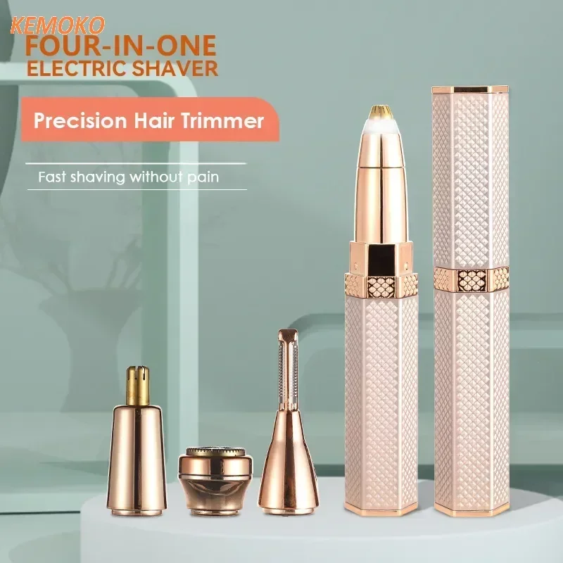 4 In 1 Lipstick Shaver Painless Mini Hair Removal Shaver Electric Nose Hair Epilator Face Armpit Hair Remover Eyebrow Trimmer 5