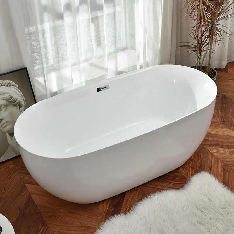 Acrylic household small apartment bathtub constant temperature thin edge bathtub independent movable seamless integrated princes