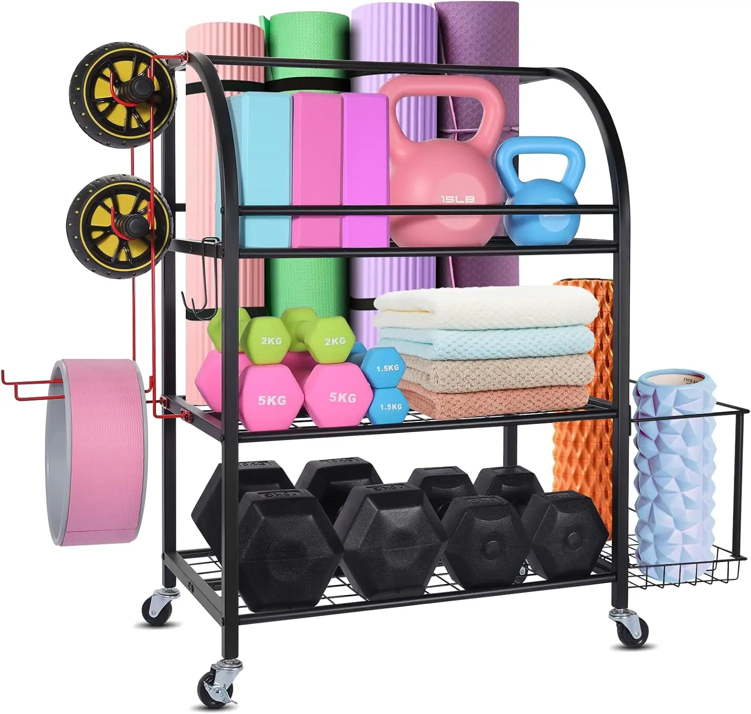 

Dumbbell Rack, Weight Rack for Dumbbells, Home Gym Storage Rack for Yoga Mat Kettlebells and Strength Training Equipment, Garage