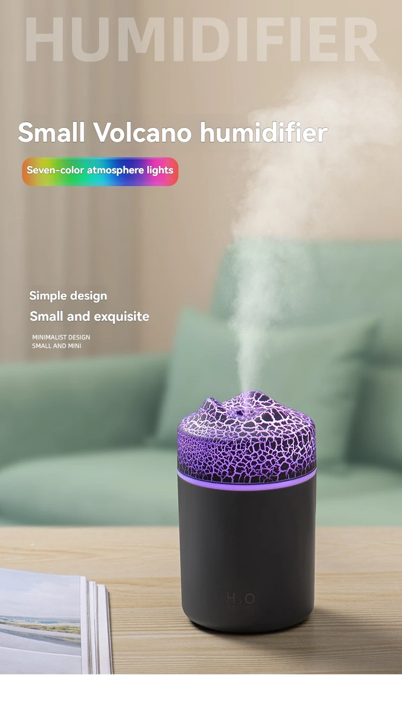 Description Picture 2 of itemUSB-Powered Volcano-Style Humidifier with RGB Lights for Car, Home, and Desktop - Ultra-Quiet Operation