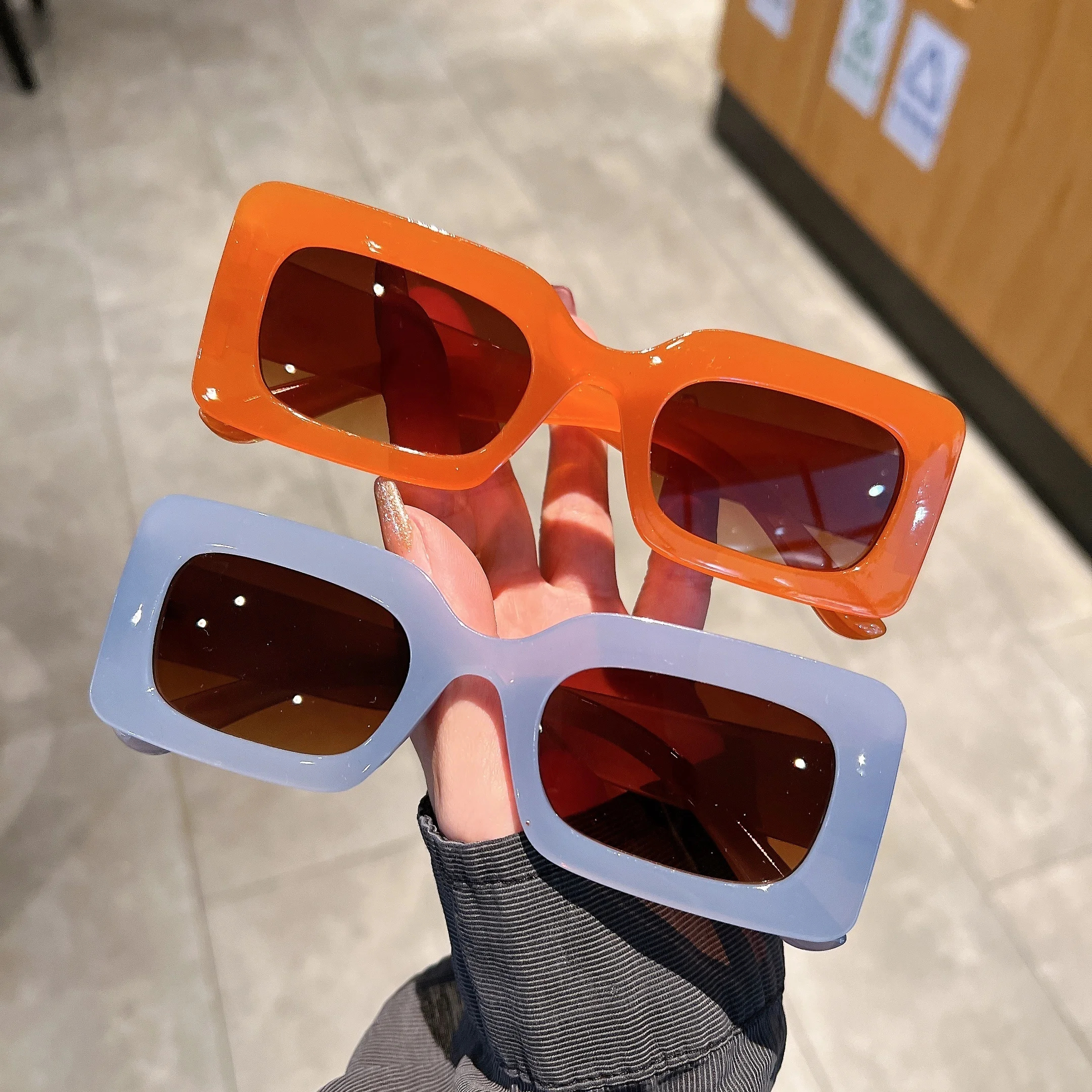 KAMMPT Vintage Rechteck Mode Sonnenbrillen 2022 Trendy Candy Farbe Frauen Sonnenbrille Luxus Marke Design UV400 Shades Brillen