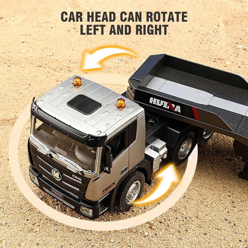 1:24 Huina RC Flat Truck Model 9Channels Alloy Engineer Vehicle 2.4G Remote Control Car Radio Controlled Trailer Christmas Gifts 6
