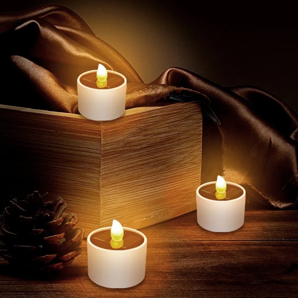 30pcs Solar Tea Light Led Candles Flameless Outdoor Waterproof Rechargeable Candles for Party Garden Home Decor