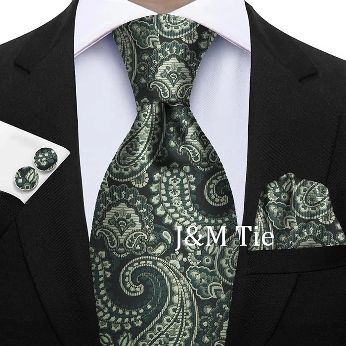 Luxus Paisley Braun Rot Blau Grau Hochzeit Krawatte Für Männer Einstecktuch Manschettenknopf Geschenk Männer Krawatte Mode Designer Business Party Geschenk – Detail 7