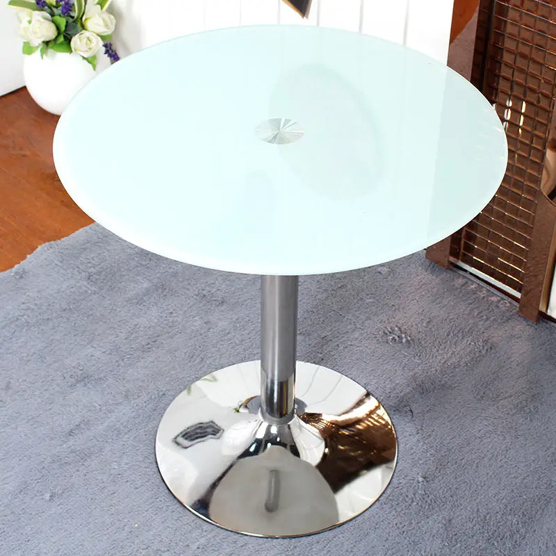 Tempered Glass Round Table Modern Stylish Negotiation Compact Living Dining Bay Window Coffee Small Space Multi-Purpose Table