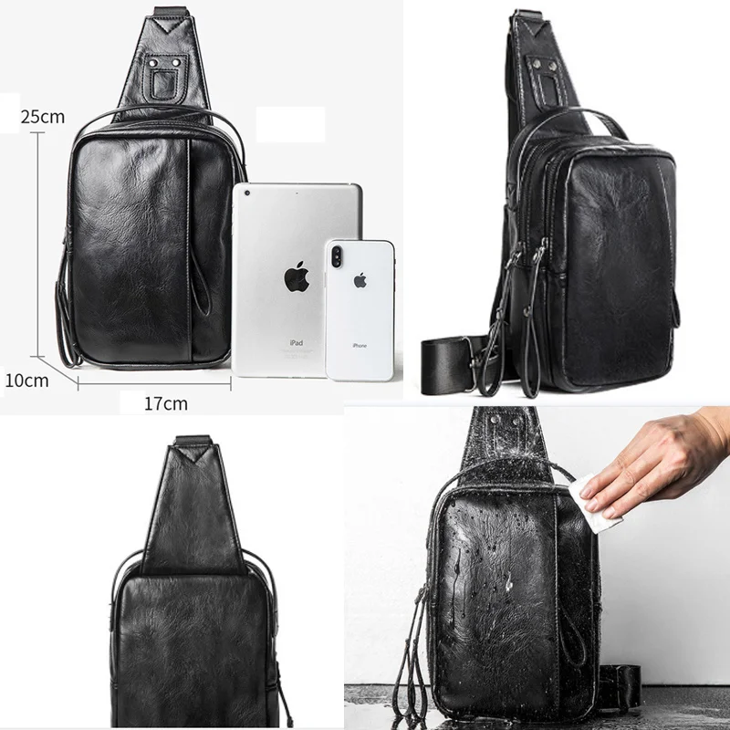 

Fashion Casual Men's PU Leather Business Shoulder Bag Crossbody Travel Outdoor Sports Sling Messenger Pack Chest For Male